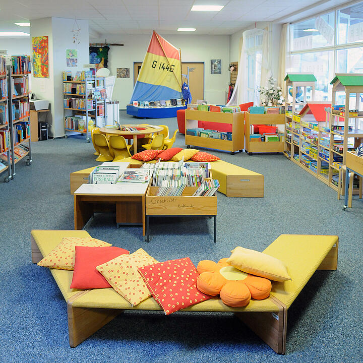 Das Areal für Kinder und Jugendliche in der Bibliothek in Büsum.